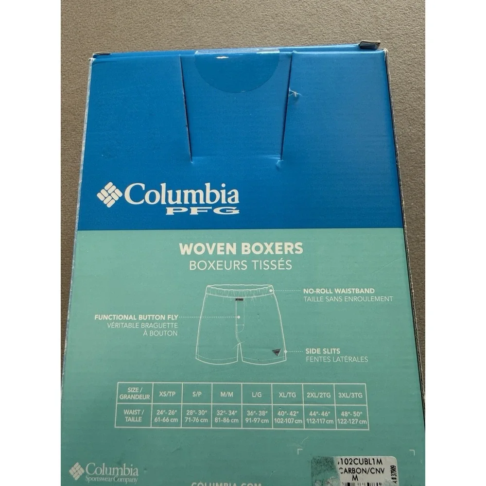 Columbia PFG Printed Woven Boxer 3 Pack Mens Medium Pool Carbon Navy 421 NWT